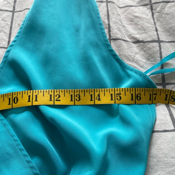 🇫🇷 Vintage Lolita Lempicka Turquoise Wrap-Around Backless Short Romper, Size 8 - Picture 12 of 16